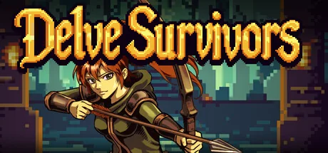 Official Delve Survivors Steam artwork showing its title and an adventurer drawing a bow