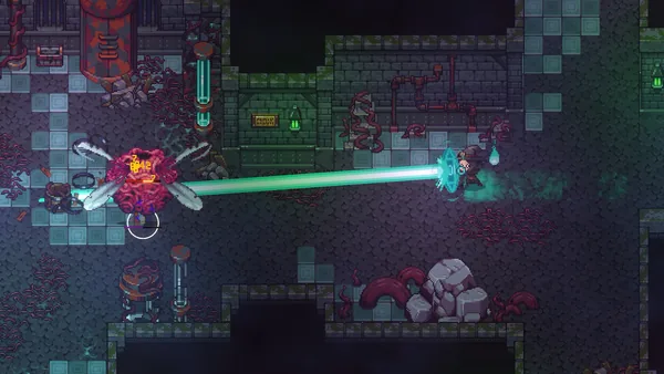 Emberville character firing a ranged attack during combat
