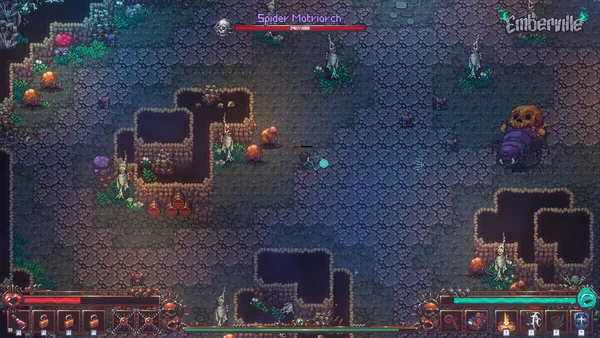 Emberville combat encounter inside a dark dungeon