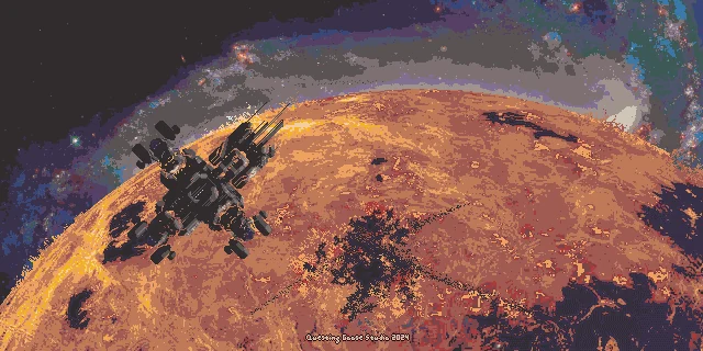 Probably Stolen package artwork showing a cyberpunk space station above a planet