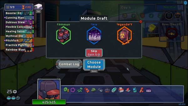Topdeck Automat module draft showing common, rare and legendary module choices